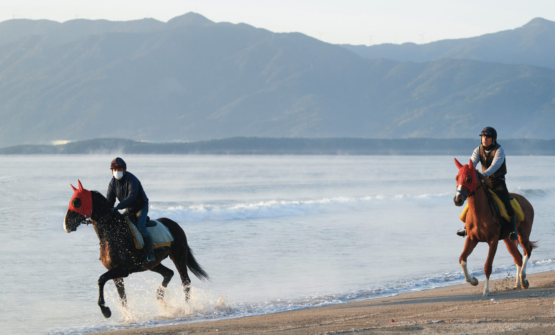 全国でも珍しい競争馬の海岸調教も行われる横瀬海岸
