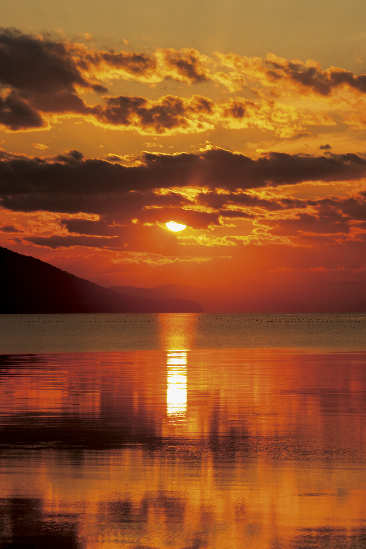 サロマ湖の夕日