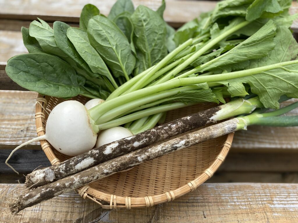 柏市が誇る新鮮な恵み「柏の三大野菜(かぶ,ねぎ,ほうれん草)」