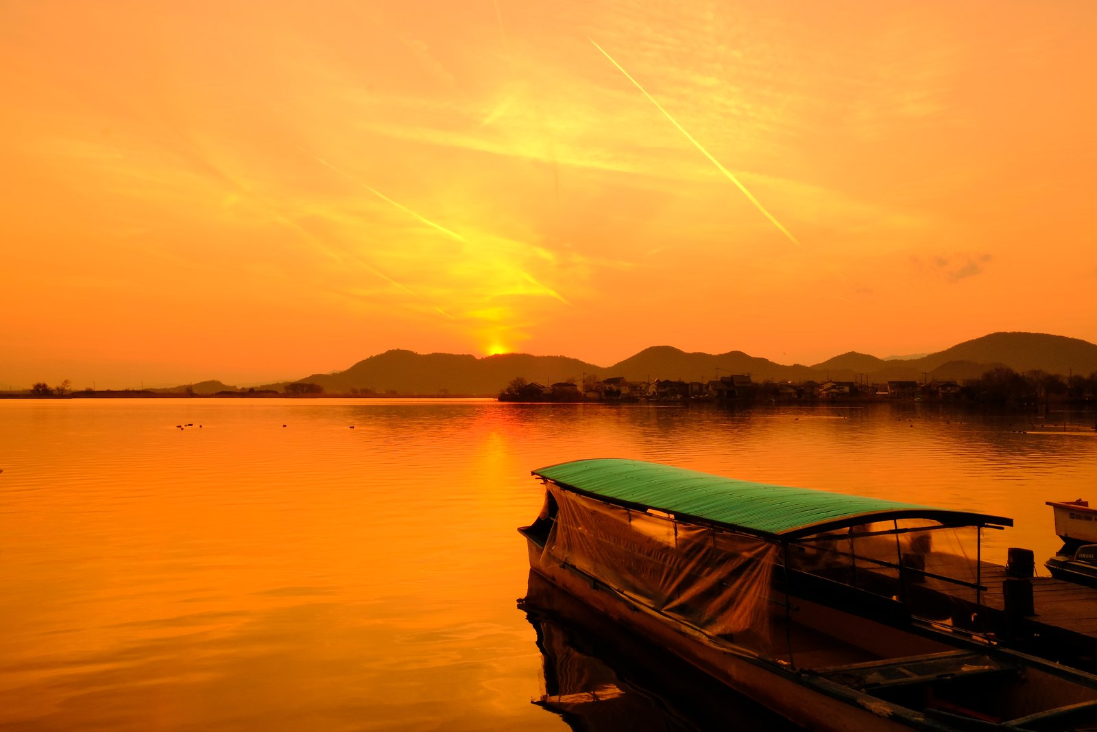 西の湖の夕日